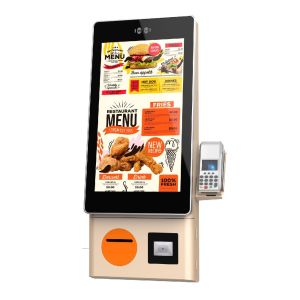 23.8 Inch Free Standing Touch Self-Service Food Ordering Kiosk Indoor Restaurant