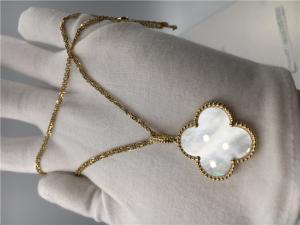 China Long 18k Yellow Gold Vintage Alhambra Necklace Flower Shape Without Diamond on sale