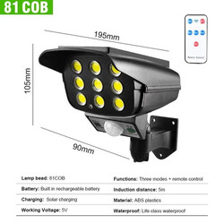 77 LED Solar Light Motion Sensor Security Dummy Camera Wireless Outdoor Flood