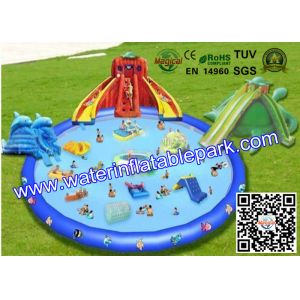 Customized Outdoor Inflatable Water Park for Adults , Inflatable Pool Water