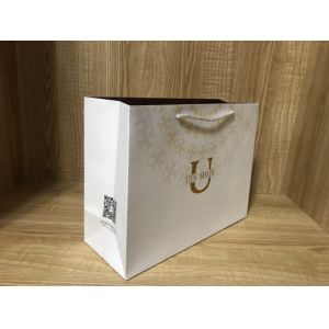 Custom CMYK Printing Cardboard Shopping Bags With Nylon Rope Handle