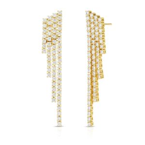 18K Gold Plated Cubic Zircon Tassel Brass Earrings