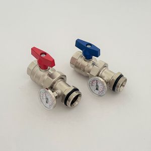 Manifold Ball Valve With Temperature Gauge , 1'' Ball Valves Pair and Temperatur