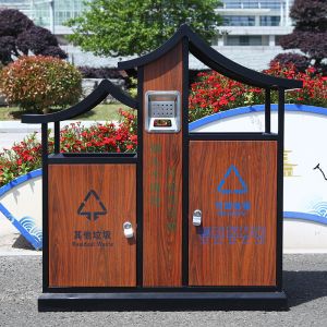 Garbage and Recycling Bin Outdoor Storage Outdoor Steel Sorting Garbage Bin with