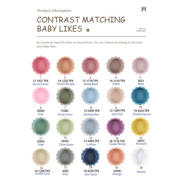 1Set 8 Pcs Silicone Baby Feeding Set Sustainable Pantone Color