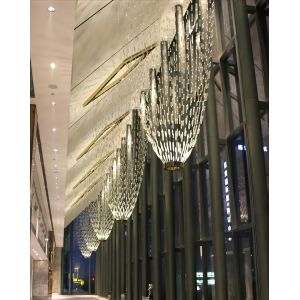 Crystal Bar Curtain Type Large LED Chandelier Ornate High Ceiling Chandelier