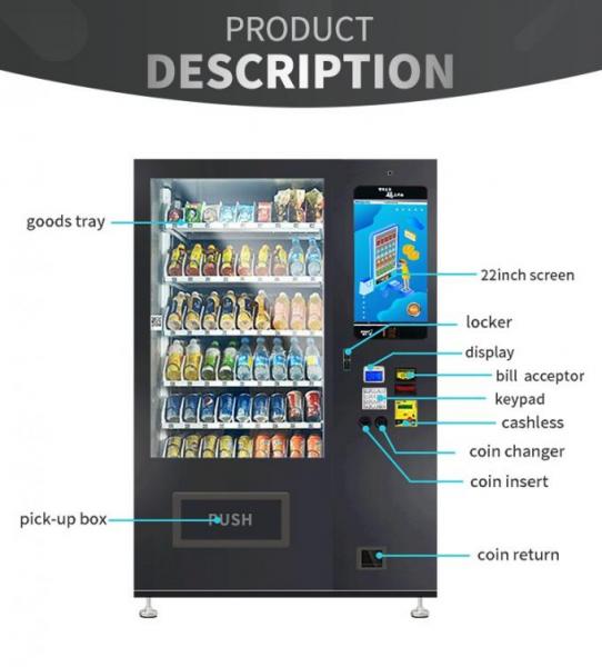 Customized Logo Automatic Vending Machine Double Tempered Glass For Foods And Drinks