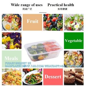 500 Ml Disposable Lunch Box Rectangular Bento Transparent Plastic Tableware
