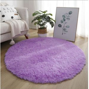 Pure Color Circled Silk Woollen Mixed Knitting Carpet Bedroom, Living Room Carpets
