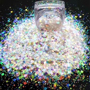 White Iridescent Glitter for Epoxy Floor Hexagon Mixed UV and Heat Resistant