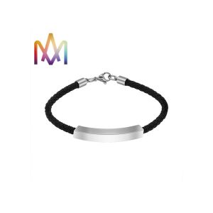 8g Arc Shaped Mens Custom Engraved Leather Bracelets