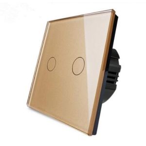 2 gang white toughened glass panel waterproof and fireproof touch sensor light