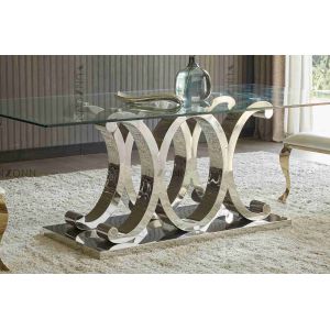 Modern 10 Seaters SS Dining Table With Tempered Glass Removable