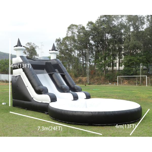 Water Slide Inflatable White And Black Waterslide Kids Slide With Bigger Water Splash Pool