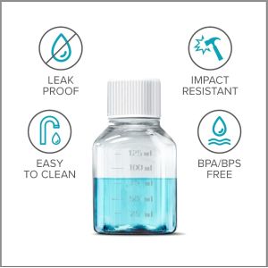 Scientific 125 Ml Plastic Reagent Bottle 6-Pack Laboratory Chemical Storage -