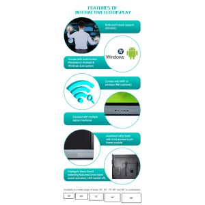 55'' IR Interactive Touch Panel Digital Board 4K HD Multifuntional Android 11.0