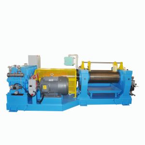 Cheap Two Roll Rubber Mixing Mill With PLC Control And Φ450X1200 Roller D*L Mm 24.26m/min Front Roller Linear Speed for sale