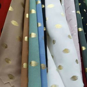 OEM Bronzing Floral Foil Polyester Woven Fabric Leaf Printing