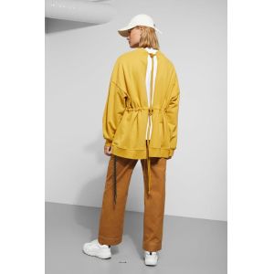 Fall Clothing Women Open Back Crewneck Blanket Sweatshirt