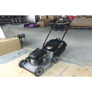 China Gasoline Engine Portable Garden Lawn Mower 19 Inch With Aluminum Deck Plastic Grass Box on sale