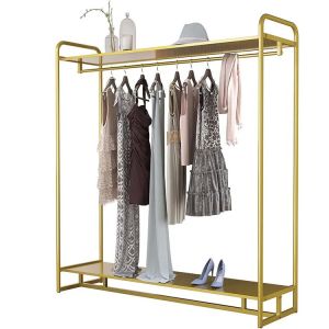Factory Custom Color Size Gold Clothing Rack Modern Boutique Display Rack Gold