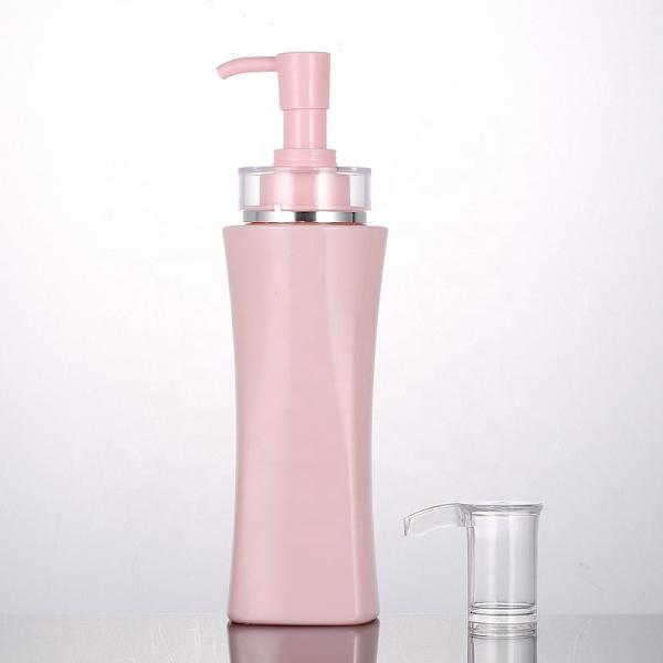 Quality Wholesale 350ml 500ml Luxury Pink Square Airless Refillable Shower Gel Empty Pump Bottles Body Lotion Container wholesale