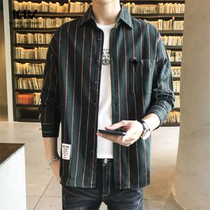 Full Sleeve Length Viscose/polyester/spandex Spring Men's Striped Shirt in Hong