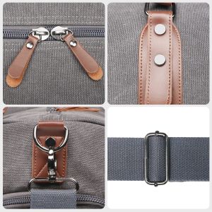 Canvas Weekender Overnight Bag Carry On Luggage With Shoe Compartment / Toiletry