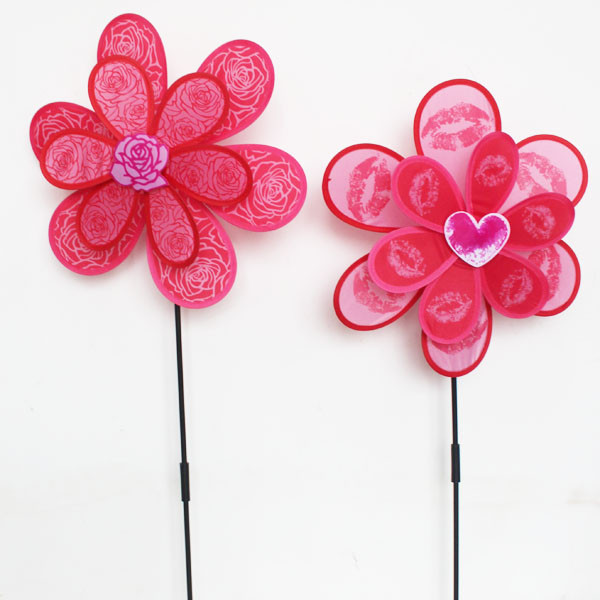 Quality Valentine windmill Yard Stake Rose and heart wholesale
