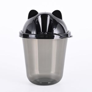 China Disposable Black Frosted Plastic Cups With Panda Ear Lid Drinking Plastic Cups on sale
