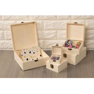 Hinged-Lid Nesting Boxes for Arts Crafts Hobbies and Home Storage Unfinished