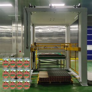 Automatic Packaging Food Empty Iron Lid Glass Bottles Palletizer Filled Tin Cans