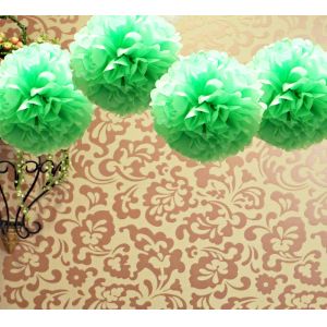 Cheap 12&quot; Tissue Pom Pom - Water Blue (4 Pack) for sale