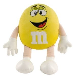 China Childrens Yellow M&M Stuffed Animals Cartoon Plush Toys Eco Friendly on sale
