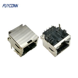 1 Port 1x8P 8Pin Right Angle PCB Female RJ45 Modular Connector