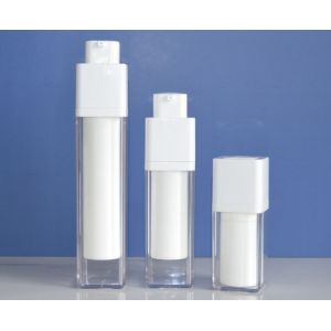 Transparent AS 50ml Cosmetic Airless Bottle 161mm Height Rectangular