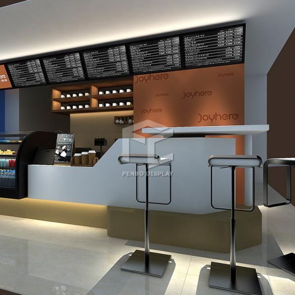 OEM Modern Tea Shop Kiosk T4 Light Finished Laminate Surface