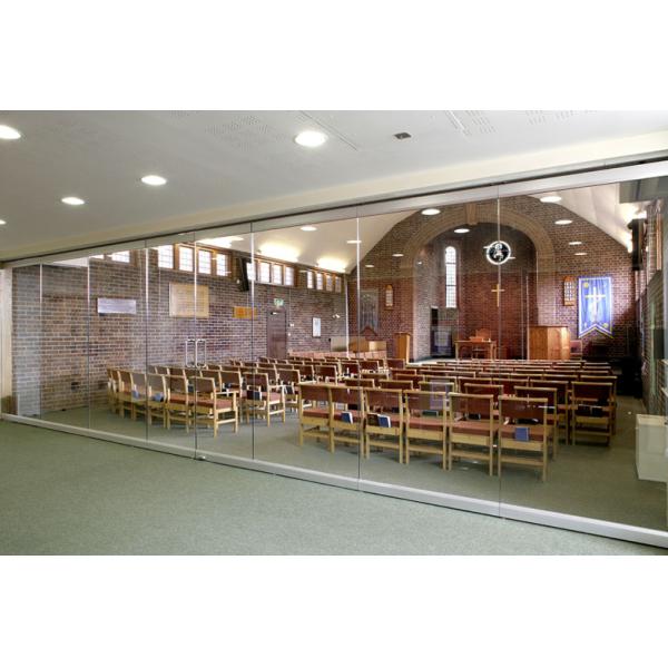 Exterior And Interior Sliding Folding Glass Partition Walls For Office / Factory