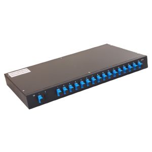 Rack Mounted 1x16 PLC Fiber Splitter 1U Pre Loaded With SC Adapter
