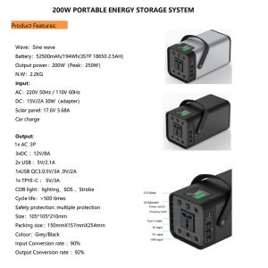 Portable Mini Power Station A380 200W Solar Energy Storage System 52.5Ah 194Wh