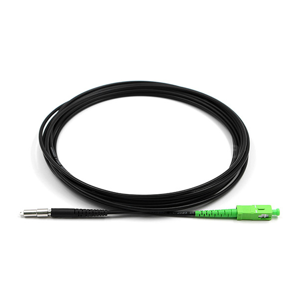 Quality SC APC Pushable to SC APC Fiber Optic Patch Cable Simplex Single Mode OS2 PE 3.0mm Black wholesale