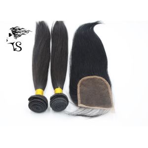 Black Color Straight Frontal Swiss Lace Closure With Hair Weaves Bundle Free