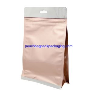 Kraft Paper Stand Up food Bag / Flat Bottom Pouch with Reusable Side Zipper.