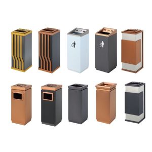 Hotel Lobby Stainless Steel Trash Can with Ashtray Hotel Elevator Corridor