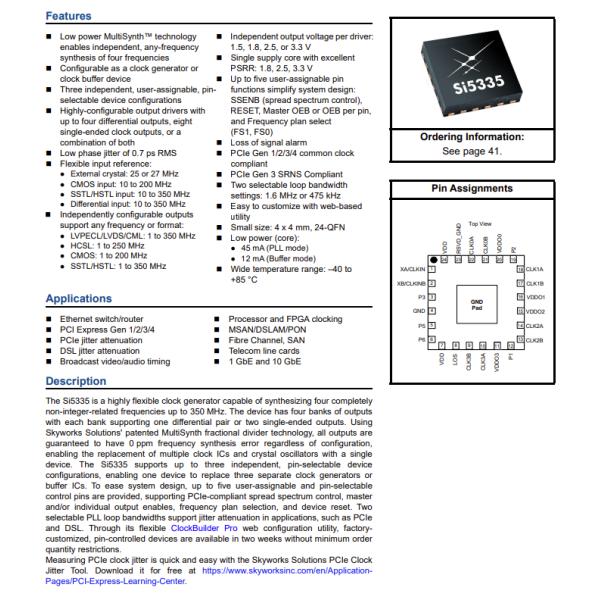 SI5335D-B03965-GM IC 4OUT 24 VFQFN Exposed Pad Surface Mount