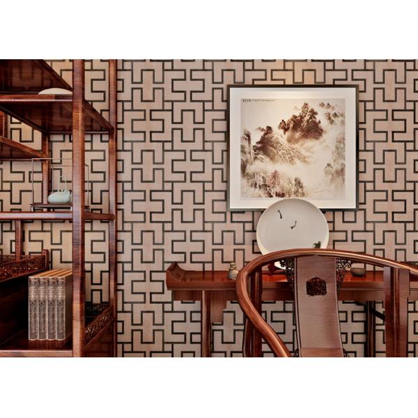 Embossed 3D Home Wallpaper / Modern Vinyl Wallpaper with Coffee Geometric