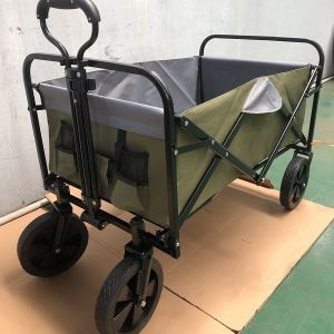 Garden Use Green Folding Wagon Collapsible Beach Wagon Double Layer