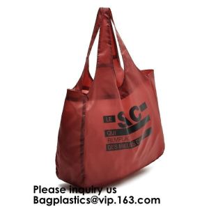 Custom Eco-friendly Durable Foldable Polyester Handle Bag Pocket Folding Nylon