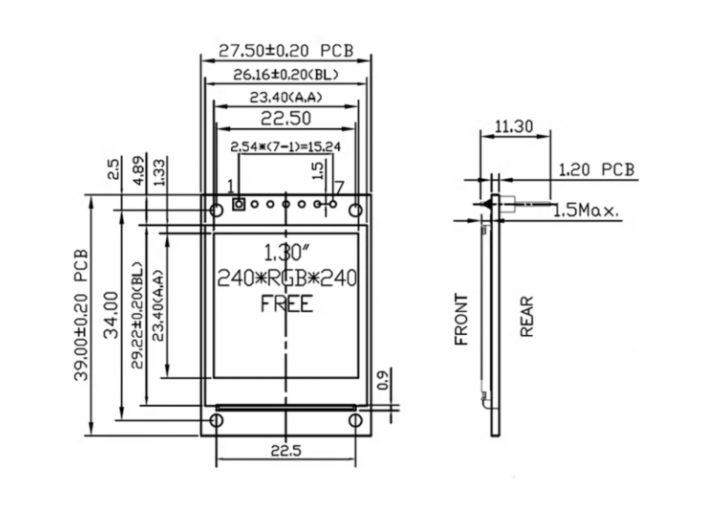 1.3 Inch IPS TFT LCD Screen with 240x240 Resolution and SPI Interface for Industrial Applications