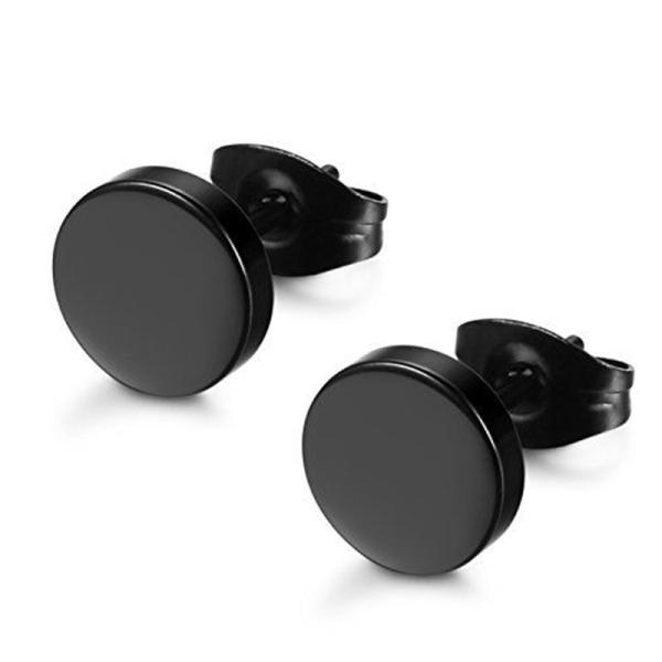 Hot Selling Classic Black Round cakes Stainless Steel Stud Earrings More size